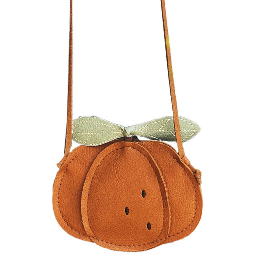 Fall Pumpkin Textured Crossbody Bag for Boys & Girls