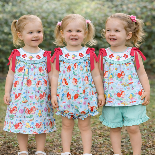 Summer Girls Mermaid Smocked Embroidery Set Collection