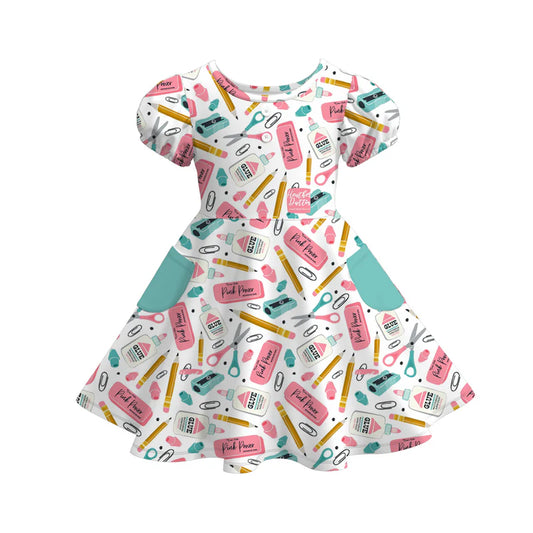 Girls Summer Back To School Pocket Twirl Dress