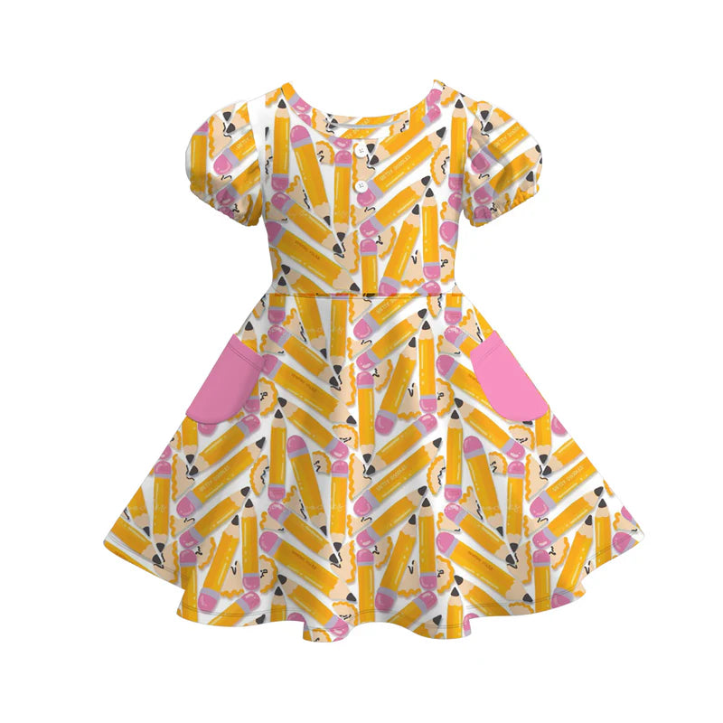 Girls Summer Back To School Pocket Twirl Dress