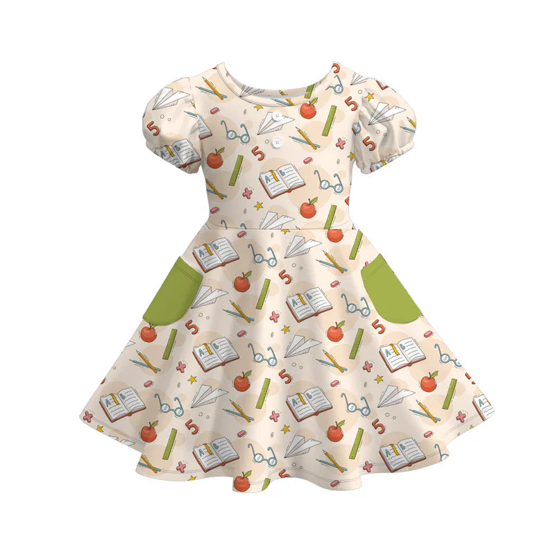 Girls Summer Back To School Pocket Twirl Dress