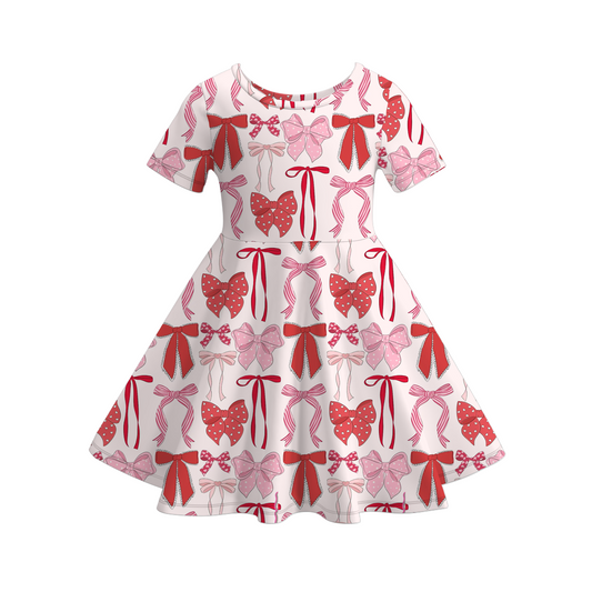 2026 Spring Valentine's Day Heart Cartoon Short Sleeves Twirl Dress