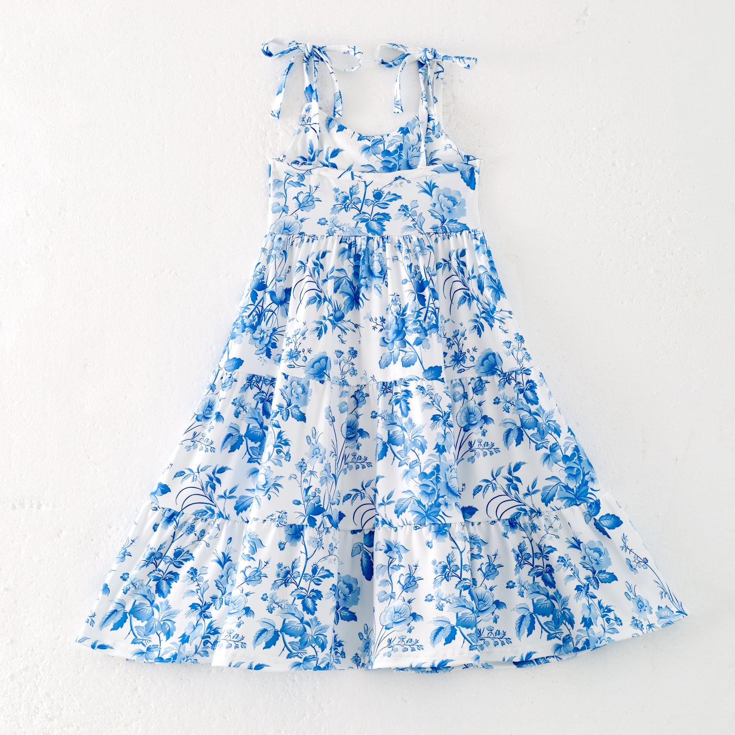 Girls Summer Blue Floral Milk Silk Soft Dress