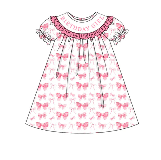 Sibling Sister Girls Summer BIRTHDAY Smock Embroidery Dress Bubbles