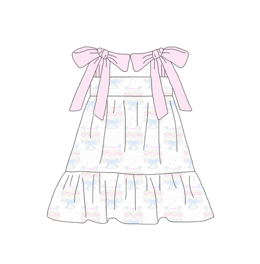 Girls Pink Cake Birthday Matching Dress Outfit Rubble Set