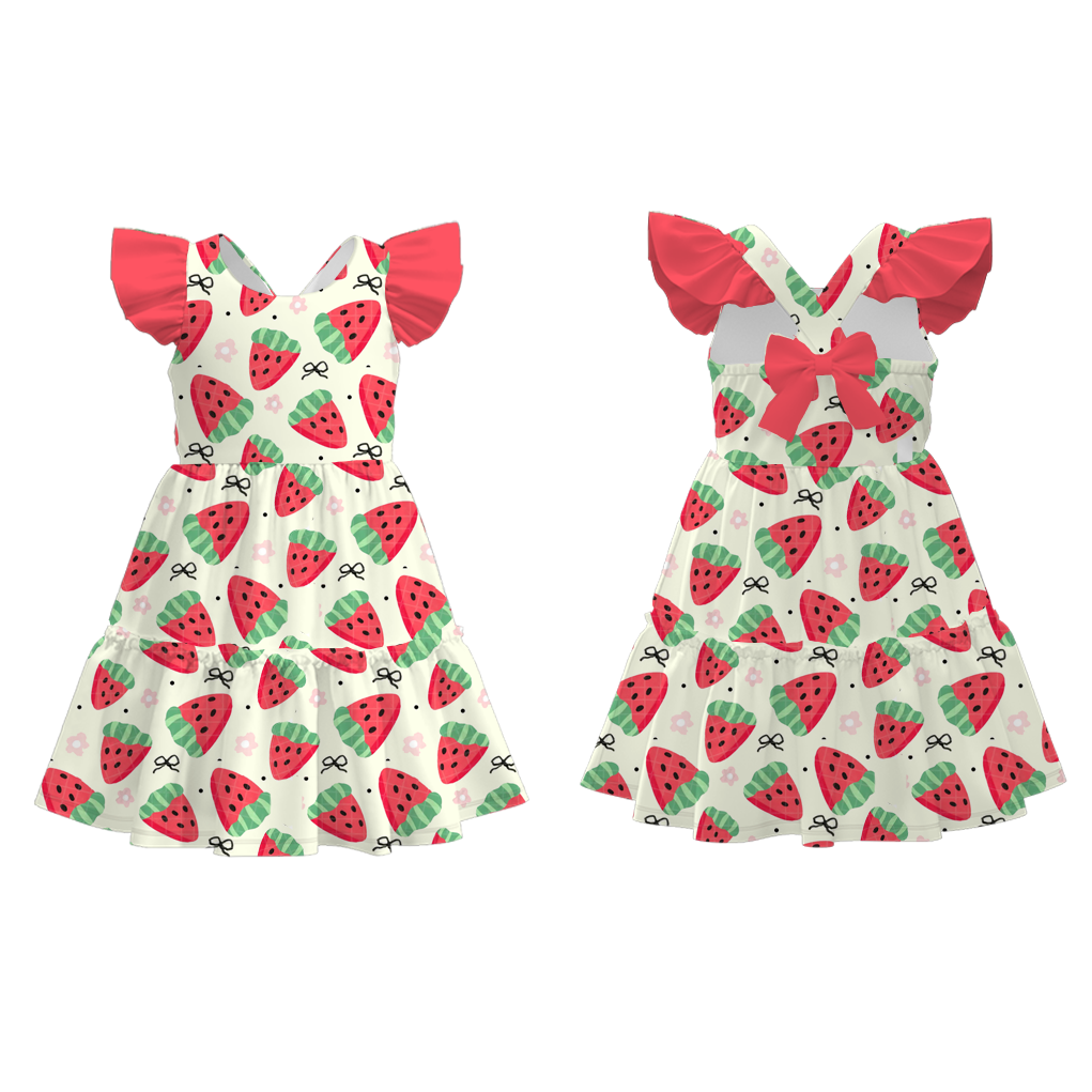 Girls Summer Watermelon Soft Milk Silk Dress