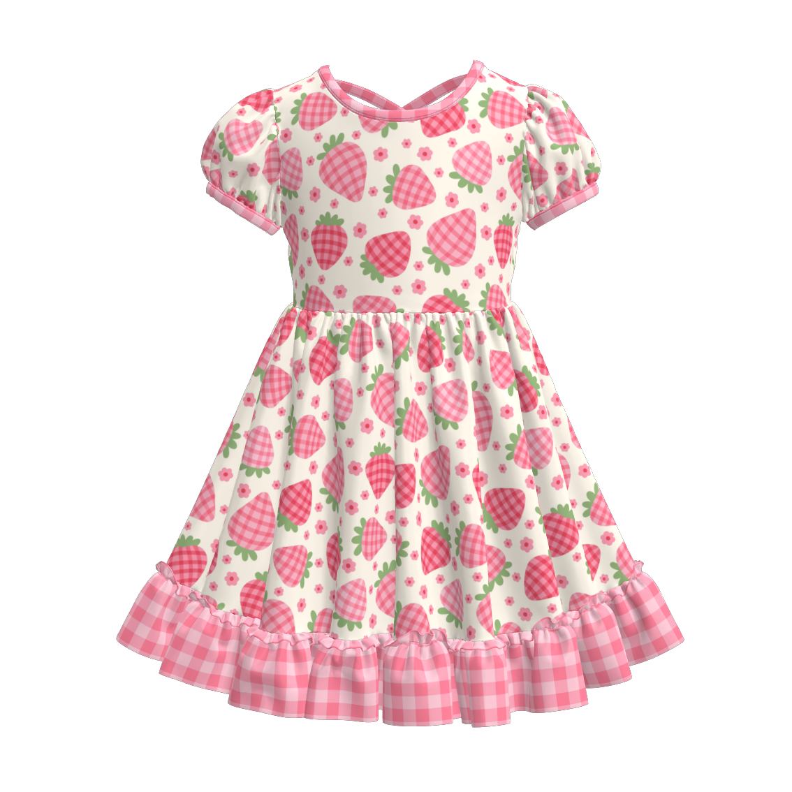 Toddler Girls Fruit Ice-cream Summer Themed Print Ruffled Dress