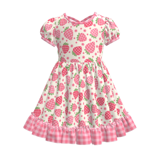 Toddler Girls Fruit Ice-cream Summer Themed Print Ruffled Dress