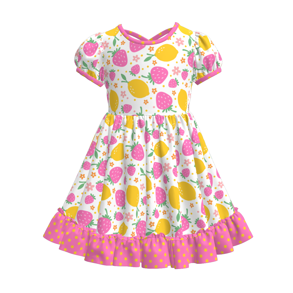 Toddler Girls Fruit Ice-cream Summer Themed Print Ruffled Dress