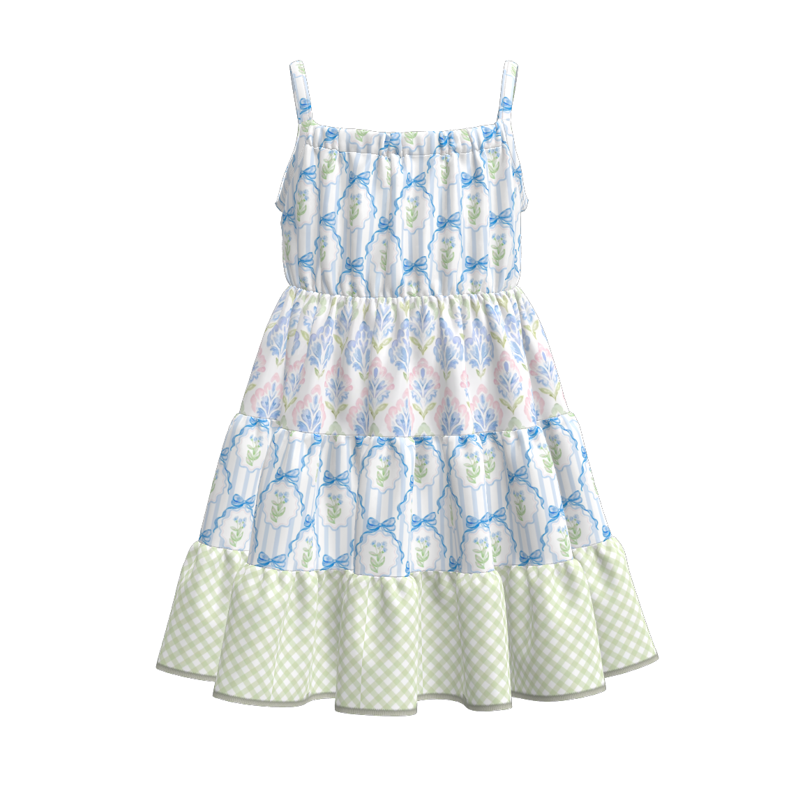 Toddler Girls Summer Fruit Bow Print Patchwork Slip Dress