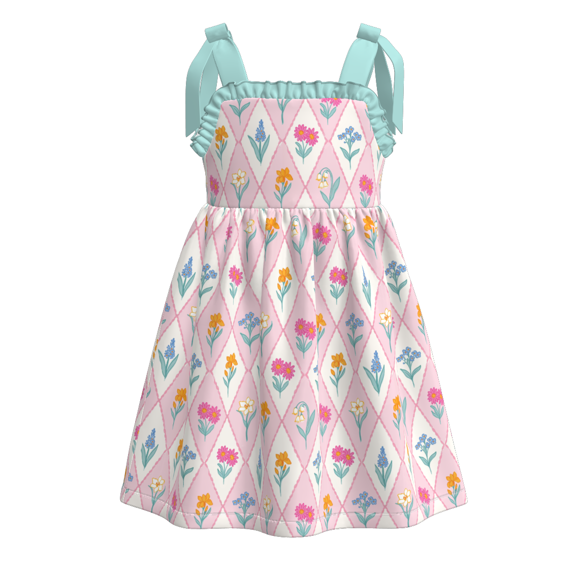 Girls Summer Bow Floral Print Slip Dress