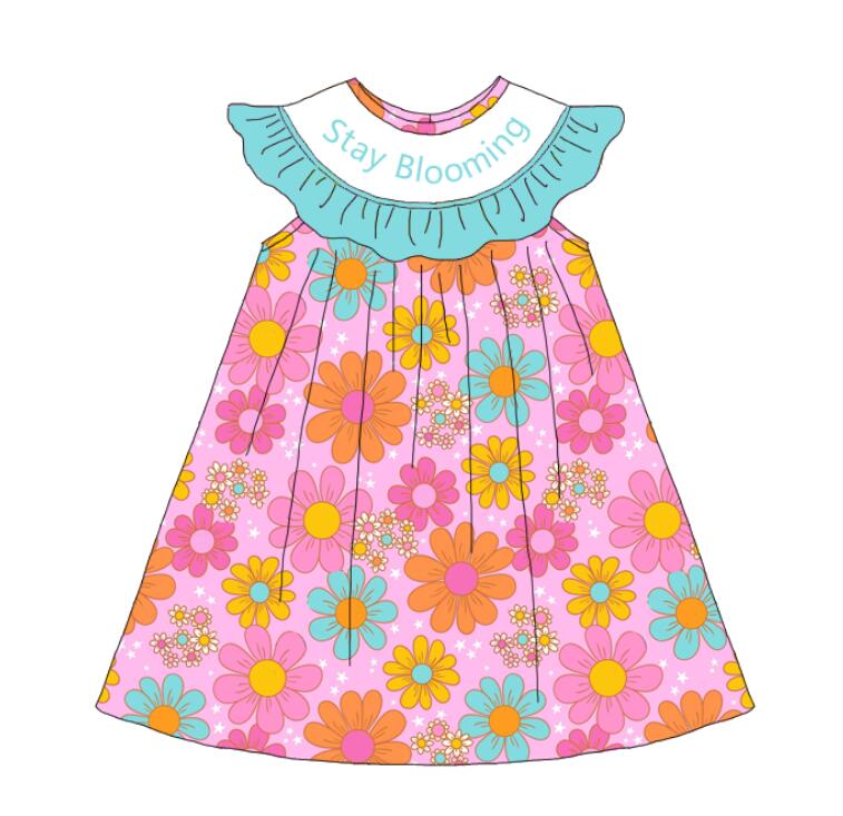 Girls Summer "Stay Blooming"Smocked Floral Dress