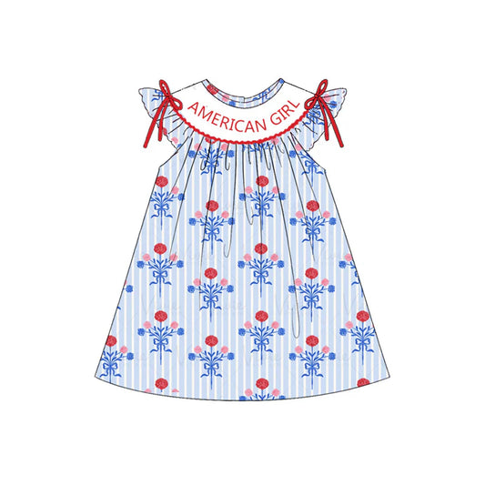 Girls July 4th American Girl Smocked Custom Name Dress And Romper