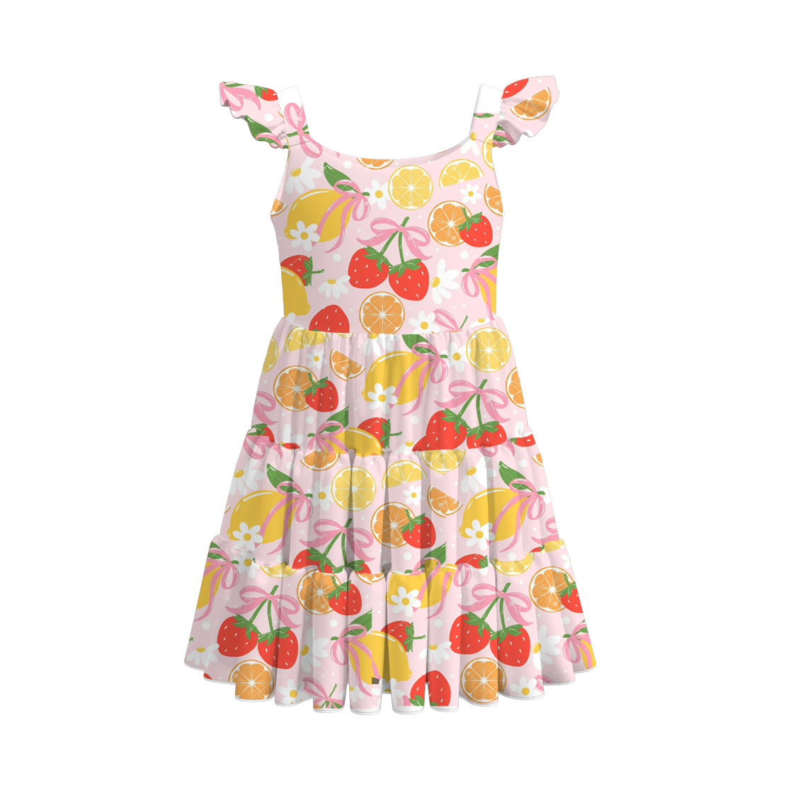Girls Summer Lemon Strawberry Print Slip Dress