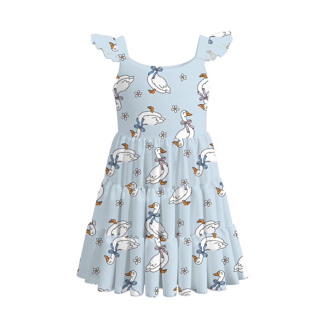 Girls Summer Silly Goose Print Slip Dress