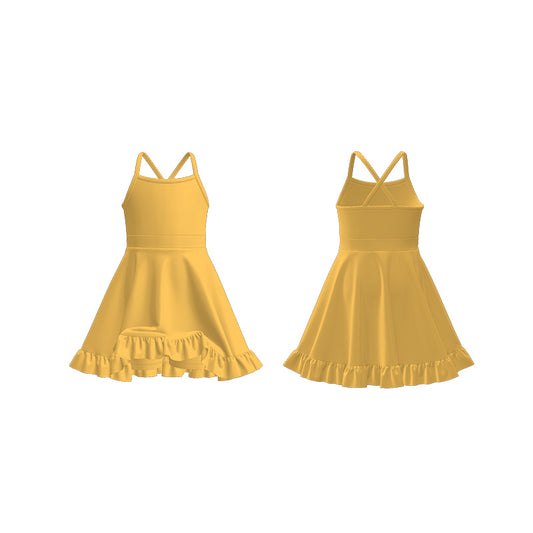 Girls Summer Outdoor Solid Color Soft Athletic Dress