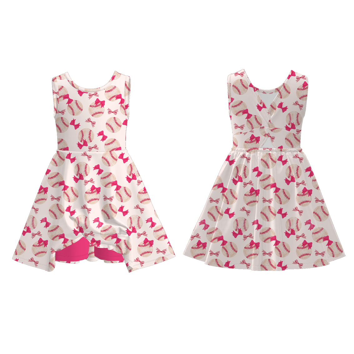 Girls Summer Hot Pink Baseball Outdoor Athletic Dress