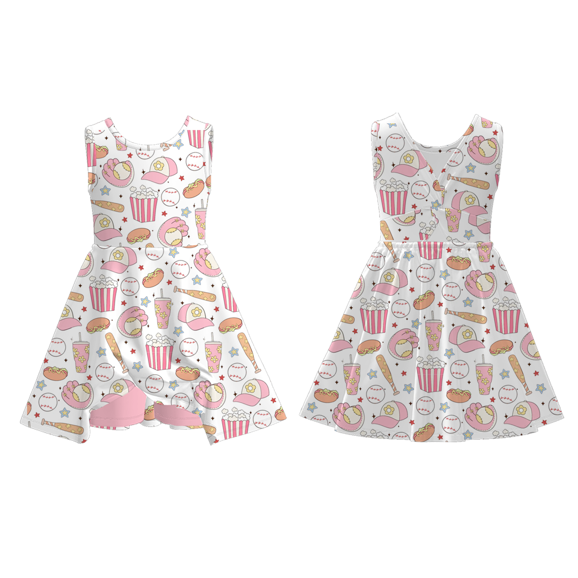 Girls Summer Pink Baseball Outdoor Athletic Dress