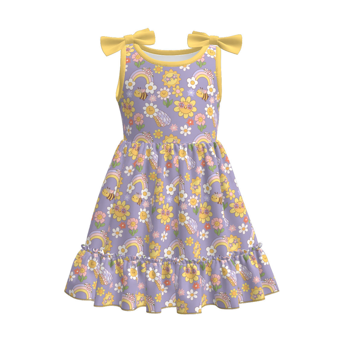 Siblings Girls Summer Yellow Grey FloralMatching Clothes