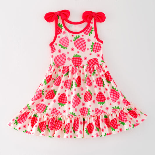 Siblings Girls Summer Strawberry Matching Clothes