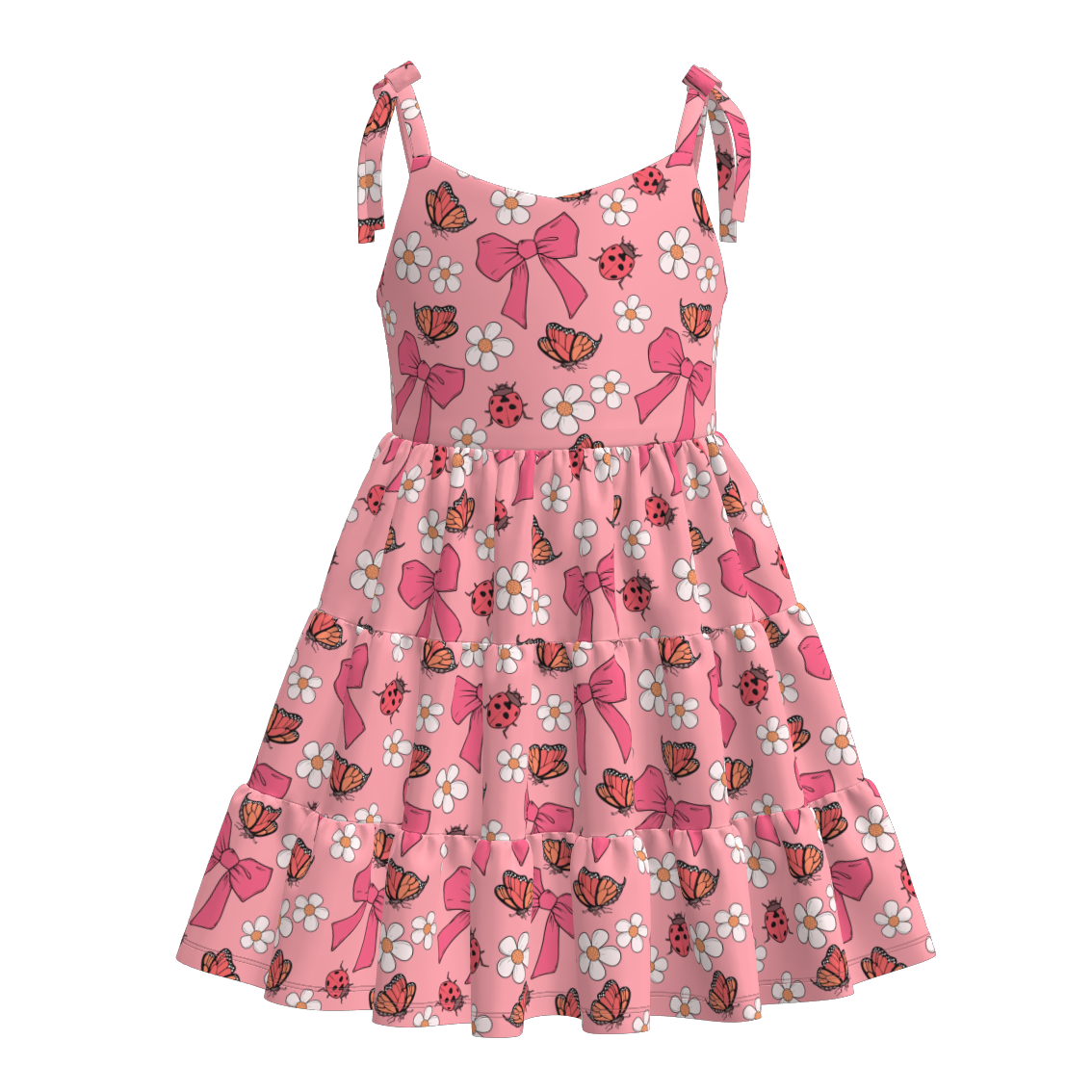 Mother's Day Mommy and Me Summer Bow Floral Butterfly Dress