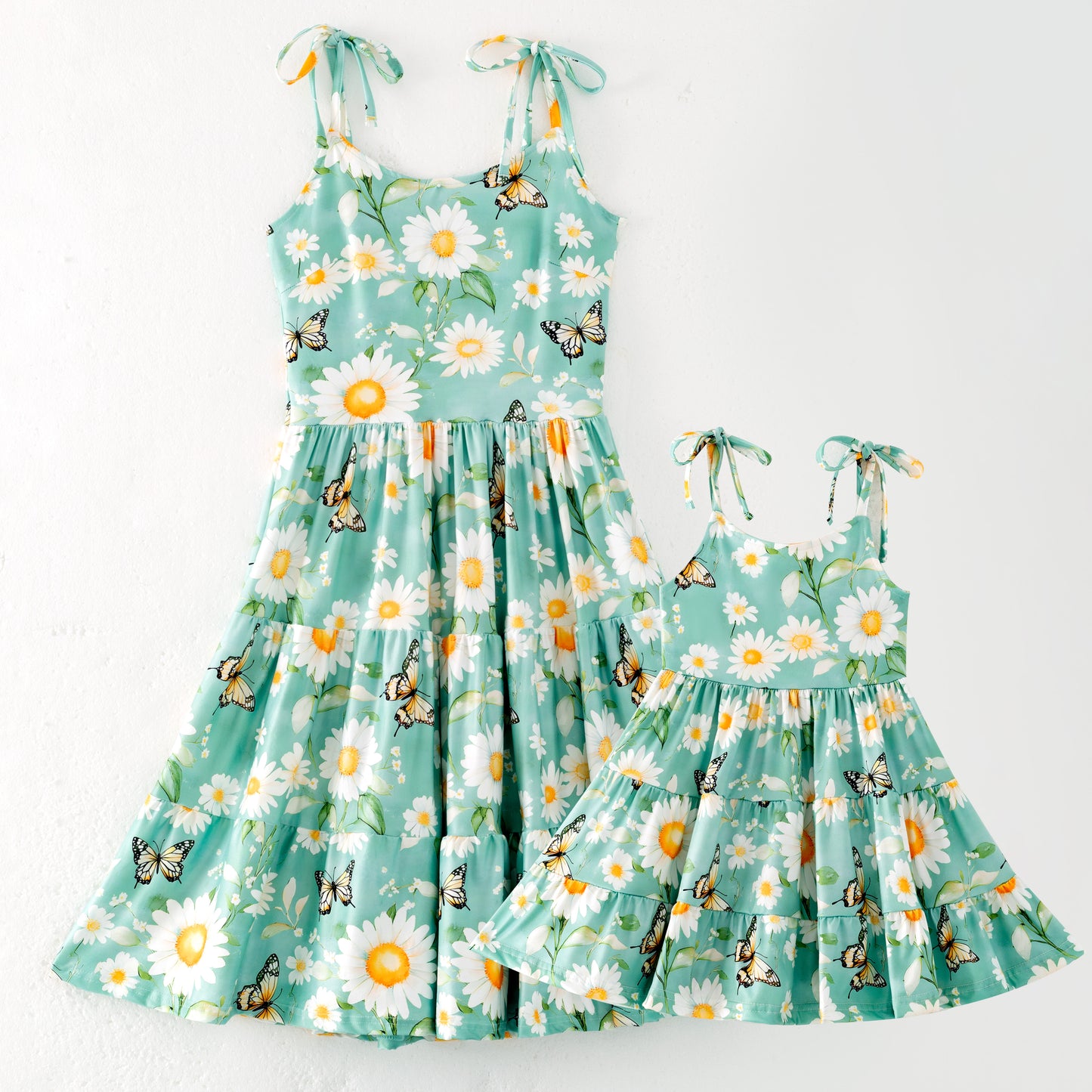 Mother's Day Mommy and Me Summer Bow Floral Butterfly Dress
