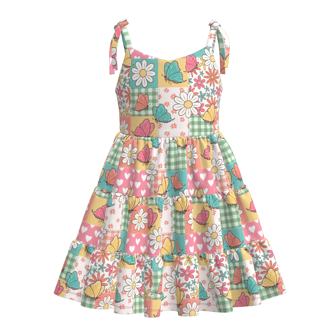 Mother's Day Mommy and Me Summer Bow Floral Butterfly Dress