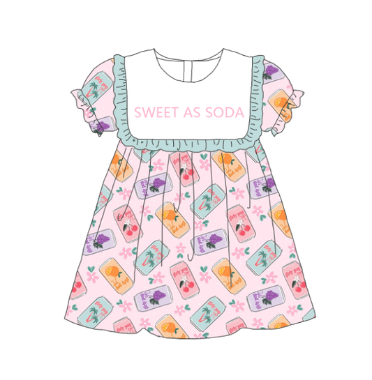 Sister Girls Summer "SWEET AS SODA" Embroidered SODA Dress Romper