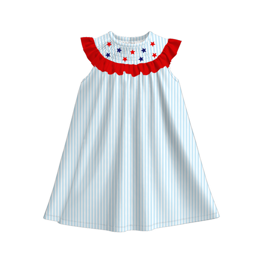 Kids July 4th Sibling Smocked Star Dress And Romper