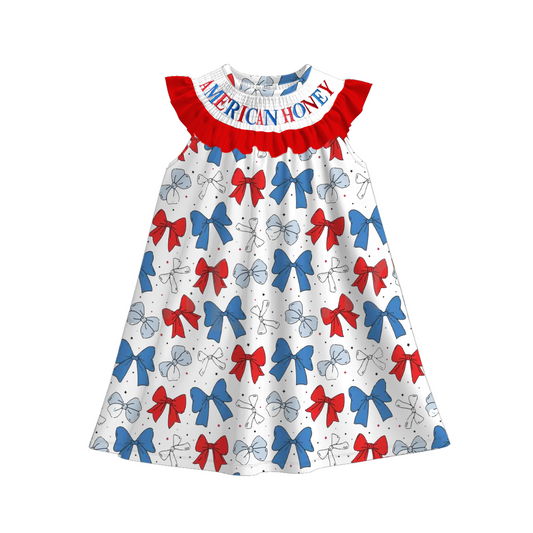 Girls July 4th AMERICAN HONEY Smocked Dress Romper