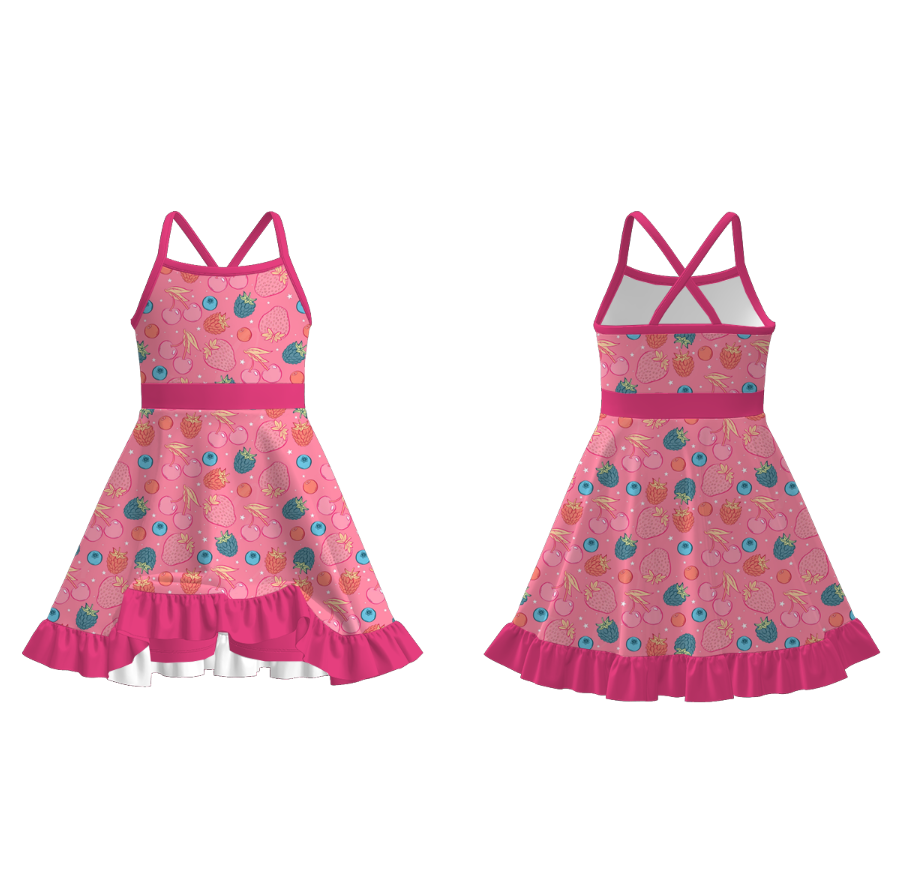 Girls Summer Flower Floral Print Slip Outdoor Dress