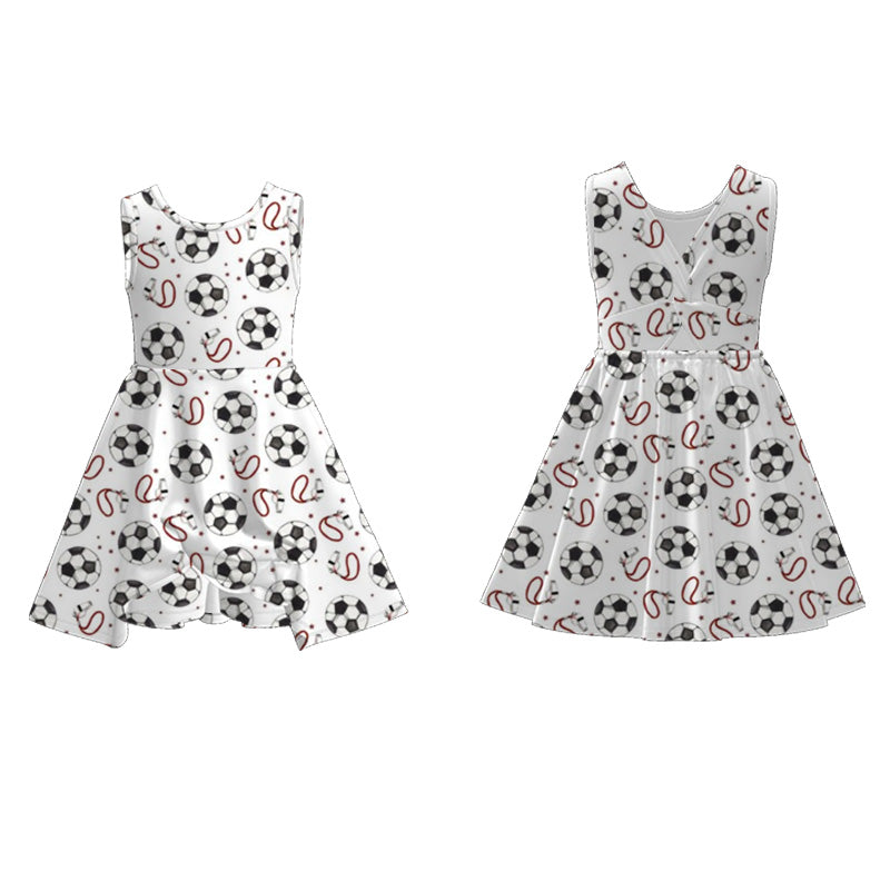 Girls Summer Black White Football Outdoor Athletic Dress