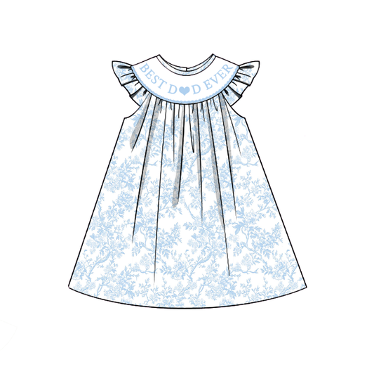 Girls Summer Sibling Kids "BEST DAD EVER" Smocked Clothes