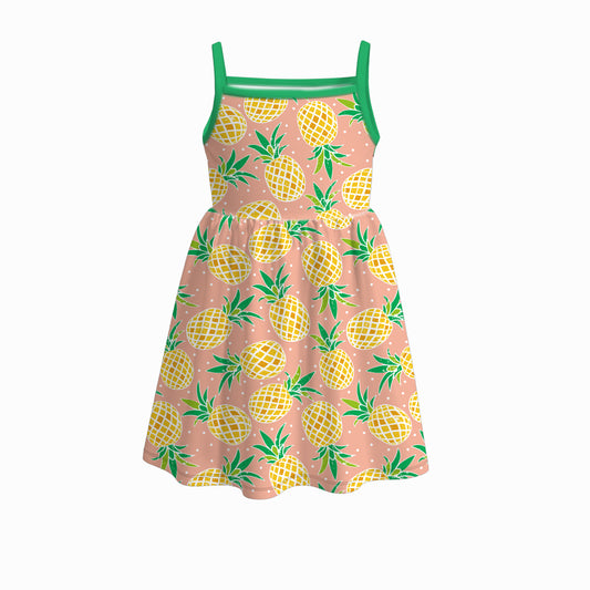Girls' Summer Flower Fruit Print Slip Soft Dress