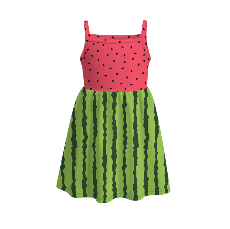 Girls' Summer Flower Fruit Print Slip Soft Dress
