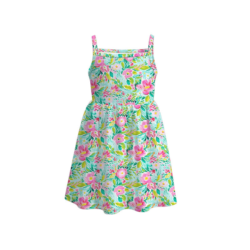 Girls' Summer Flower Fruit Print Slip Soft Dress