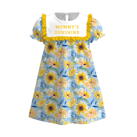 Girls Summer MOMMY'S SUNSHINE Embroidery Sunflower Dress Romper