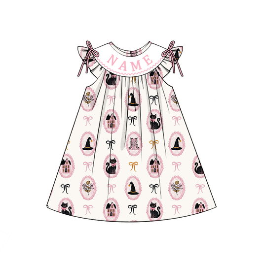Sister Girls Halloween Print Custom Name Sibling Dress & Romper