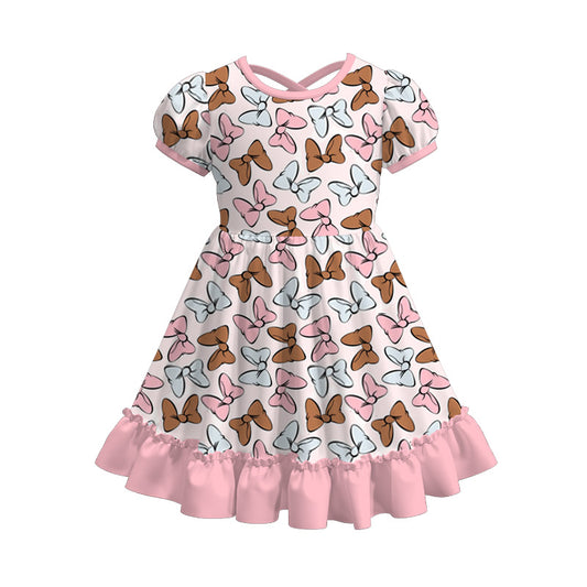 Girls Fall Halloween Butterfly Pumpkin Ghost Print Ruffled Dress
