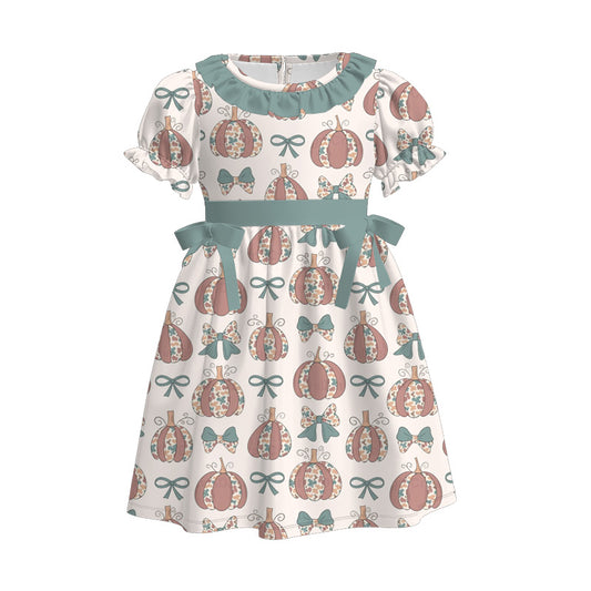 Kids Fall Autumn Pumpkin Striped Camo Dress Romper Top