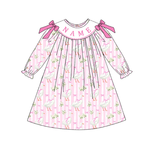 Kids Custom Name Gilly Goose Embroidery Smocks Sibling Clothes