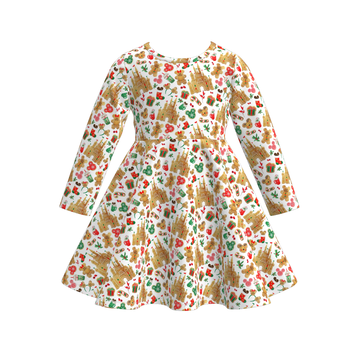 Girls Christmas Halloween Fall Print Long Sleeves Twirl Dress