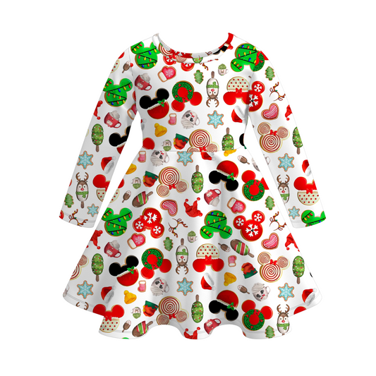 Girls Christmas Cartoon Print Dress Pajamas Legging Collection