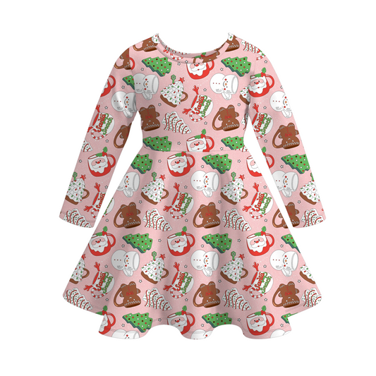 Girls Christmas Santa Tree Print Dress Pajamas Legging Collection