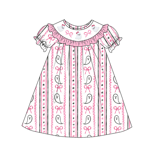 Halloween Ghost Smocked Embroidery Sibling Set