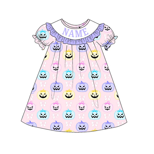 Girls Halloween Custom Name Embroidered Smocked Dress & Romper
