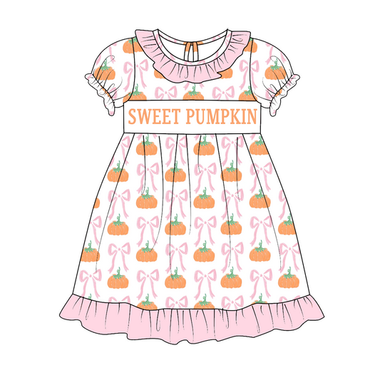 Sibling Kids Halloween Thanksgving SWEET PUMPKIN Embroidery Outfits