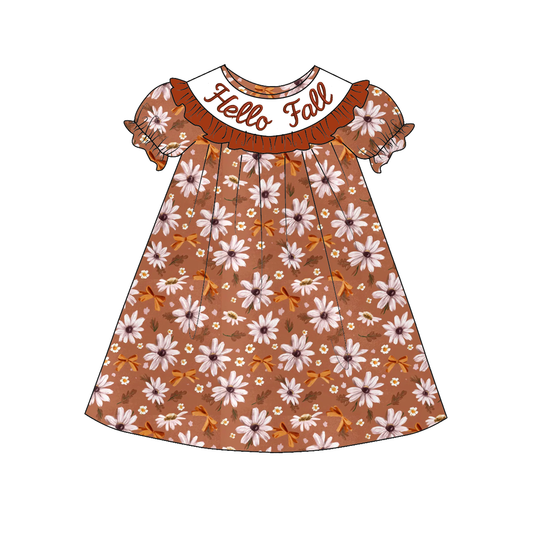 Hello Fall Sibling Outfit Set – Embroidered Smocked Autumn Collection
