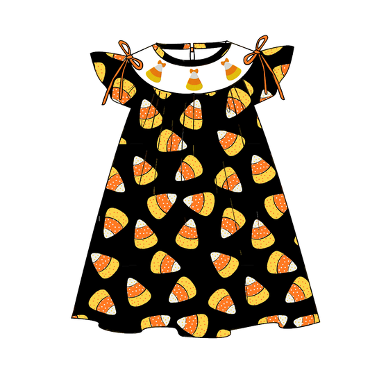 Halloween Candy Corn Sibling Outfit Set – Embroidered Smocked Collection