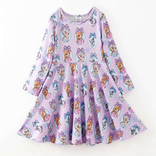 Girls 2025 Fall Kpop Demon Hunter Purple Dress & Hoodies